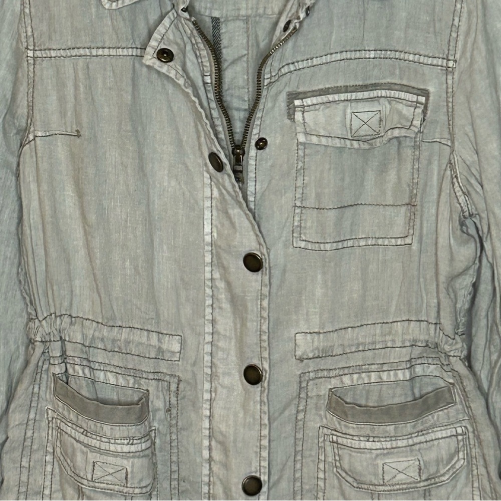 Anthropologie Marrakech Linen Utility Cargo Jacket Medium - Picture 5 of 15